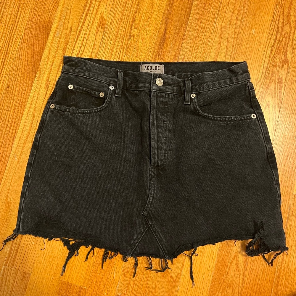 AGOLDE Quinn High Rise Denim Skirt - Black - Size 29